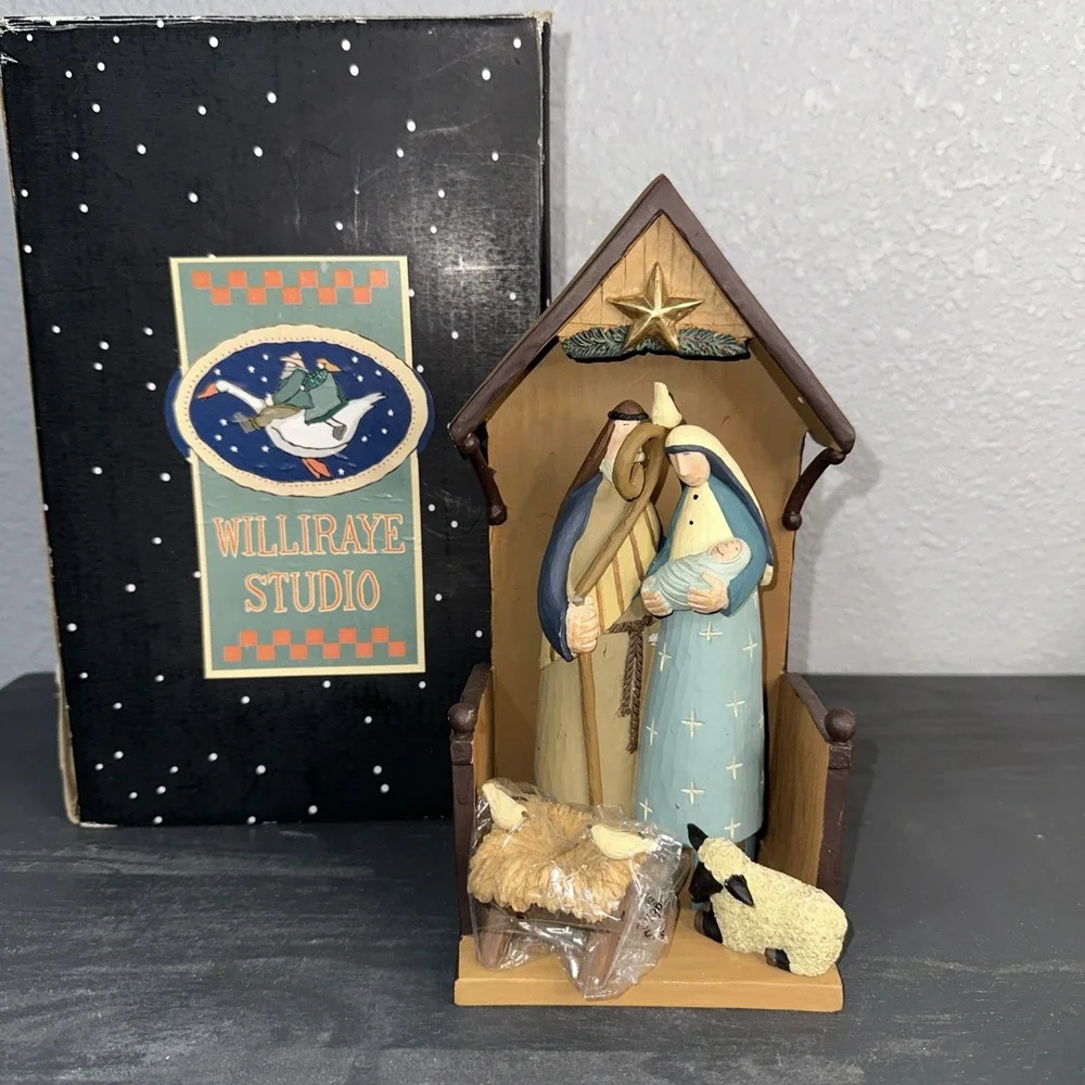 WILLIRAYE STUDIOS First Christmas NATIVITY W/stable 5 pc Set‎ WW2977 Rare New